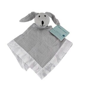 Aden+Anais Bunny Rabbit Lovey Gray Muslin Baby Security Blanket Satin Trim NWT